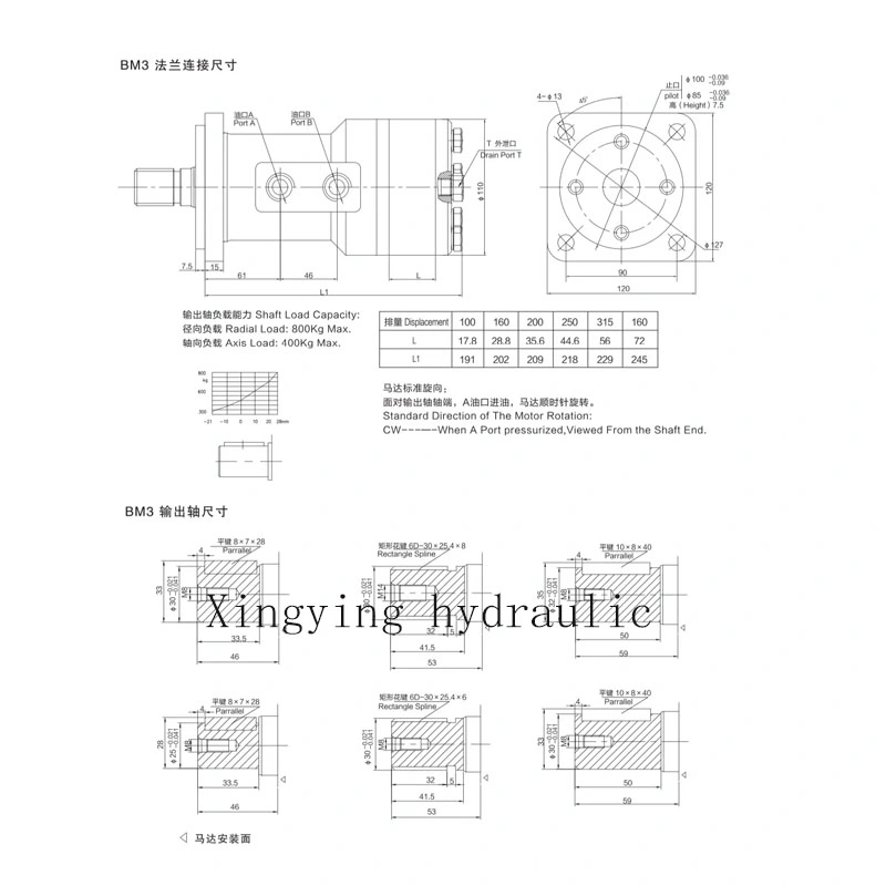 Bm3-100 Bm3-160 Bm3-200 Bm3-250 Bm3-315 Bm3-400 Low Speed High Torque Orbital Hydraulic Motor