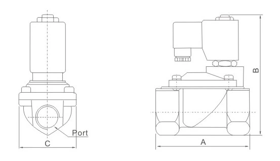 PU225 Series Guide Type Pilot Operated Solenoid Valve
