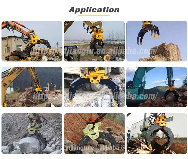 Rotary Log Grab Excavator Attachment Hydraulic Wood Stone Grapple