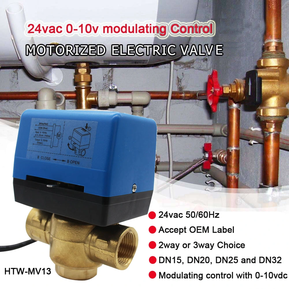 0-10VDC Modulating Electric Motor with Female Thread Brass Material Valve Body Motorized Control Valve