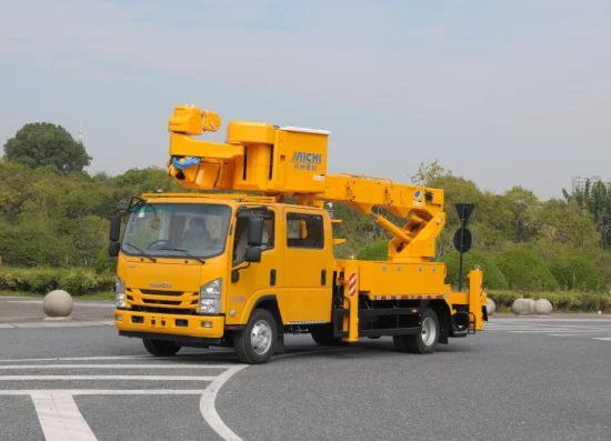 Plataforma de vehículo de trabajo aéreo Aichi con pluma y cucharón aislados de 22,7 m Sino Truck